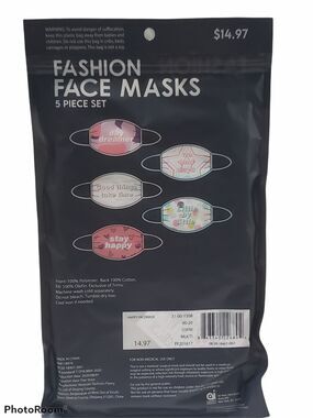 Positive Vibes Sayings Fashion Cloth Face Masks 5 Pack